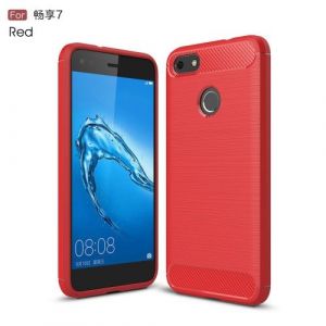 Huawei P9 lite mini / Enjoy 7 / Y6 Pro (2017) Coque Protection TPU Rouge Effet bross&eacute; TL97482 - Occasion