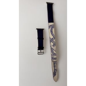 Bracelet Apple Watch Herm&egrave;s Double Tour Imprim&eacute; "Della Cavalleria" - Occasion