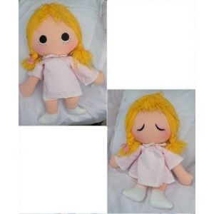 Poup&eacute;e Chiffon 2 Faces Contente Ou Triste T&ecirc;te Tournante Robe Rose Blanc - Occasion