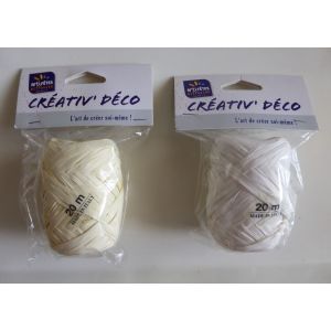 Lot De 2 Bobines De Raphia 20 M&egrave;tres Blanc + Ivoire - Occasion