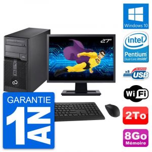 PC Tour Fujitsu P510 Ecran 27" Pentium G2020 RAM 8Go Disque 2To Windows 10 Wifi - Occasion