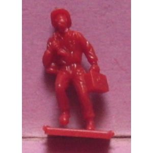 Figurine Pompier / Soldat Du Feu Médecin Avec Valise- 2,8 Cm - Monochrome Rouge - Occasion