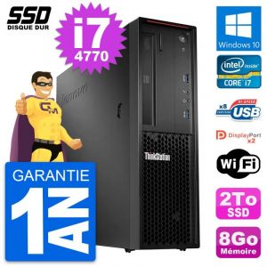 PC Lenovo ThinkStation P300 SFF Intel i7-4770 RAM 8Go SSD 2To Windows 10 Wifi - Occasion