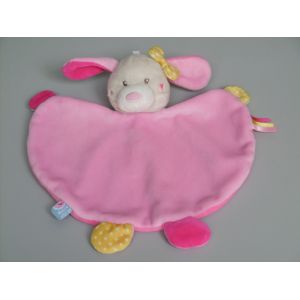 Doudou chien lapin plat beige rose jaune papillon Sucre d'Orge - Occasion