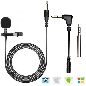 AGPTEK AC02 Microphone pour PC avec Clip 3.5mm Jack Audio Mini Micro Cravate Professionnel pour Skype, iPhone, Android, etc, Noir - Occasion