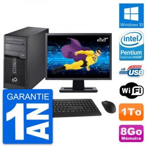 PC Tour Fujitsu P510 MT Ecran 22" Intel G2020 RAM 8Go Disque 1To Windows 10 Wifi - Occasion