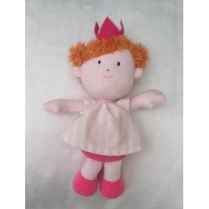 Doudou Peluche Poupée Fille Rose Couronne Robe Raures Blanc Jemini Luminou - Occasion
