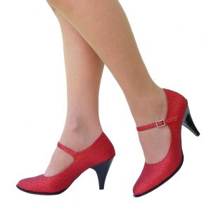 Chaussures De F&ecirc;tes Escarpins &Agrave; Bride Haut Talons 8 Cm Rouge Paillette Pleaser Fr 40 Us10 - Occasion