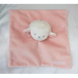 Doudou Plat Carr&eacute; Agneau Mouton Rose Blanc La Halle Brioche - Occasion