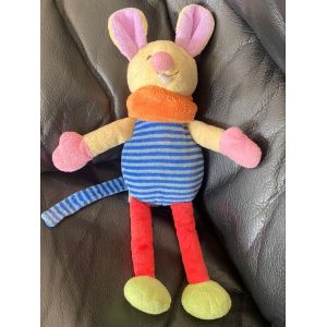 DOUDOU SOURIS JAUNE BLEU ROUGE ROSE VERT MAUVE RAY&Eacute; CMI 26CM - Occasion