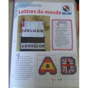 Fiche De Broderie Diagramme Point De Croix - Lettres Du Monde - Abécédaire - Occasion