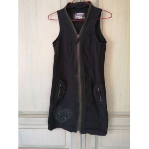 Robe Noire Zippée Devant Desigual Taille 38 En Très Bon État - Occasion