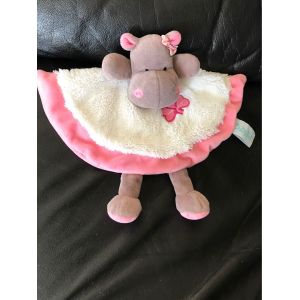 Doudou Plat Hippopotame Baby Nat Rose Trefle 30cm - Occasion
