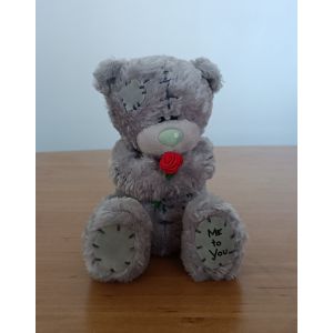 Peluche Doudou Ours gris avec rose rouge. Me to you. 19 cm - Occasion