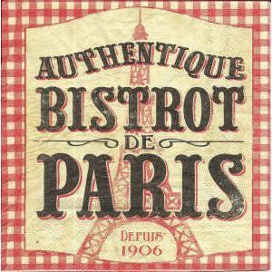 Lot De 2 Serviettes Déco Papier: Authentique Bistrot De Paris - Occasion