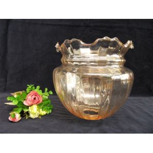 Art Deco Vintage Chapeau Abat-Jour Tulipe En Verre Ambre Lampe Lustre Suspension - Occasion