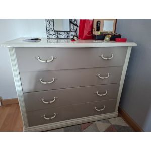 Commode chambre laqué blanc et gris - Occasion