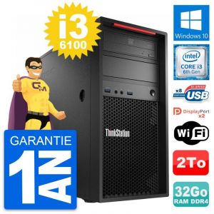 PC Tour Lenovo ThinkStation P320 i3-6100 RAM 32Go Disque Dur 2To Windows 10 Wifi - Occasion