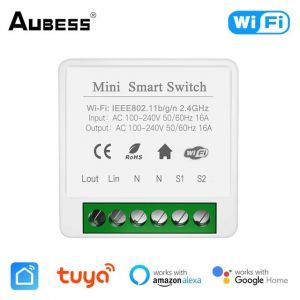 Mini interrupteur intelligent WiFi Tuya, Gadgets pour la maison, Module de relais d'&eacute;clairage, commande vocale pour Alexa Alice Google Assistant - Occasion