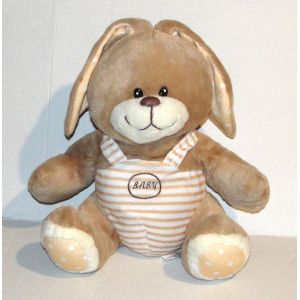 peluche lapin beige salopette ray&eacute;e fantasy toys - Occasion