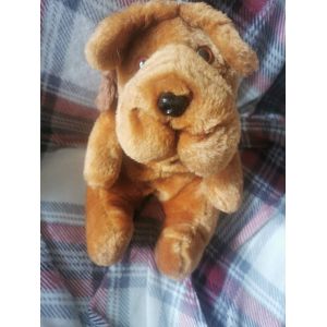 Doudou Peluche Chien Marron 2 Tons Bulldog Sharpei ? - Occasion