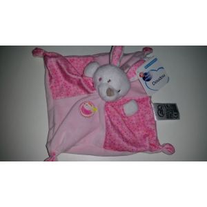 Doudou Plat Lapin Mots D'enfants Leclerc Blanc Rose Jouet Bebe Naissance Peluche &Eacute;veil Enfant Comfort Blanket Comforter Soft Toys - Occasion