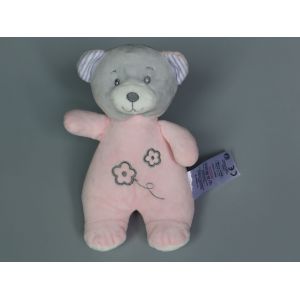 Doudou Ours Gris Rose Fleur Tom Et Kiddy - Occasion