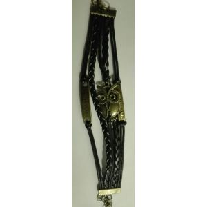 Bracelet Chouette Tiss&eacute; Multi-Rangs Noir - Occasion