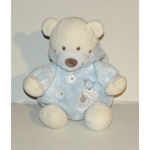 Doudou Ours Deguis&eacute; Lapin Auchan - Peluche Ourson Lapin Bleu 26 Cm - Occasion