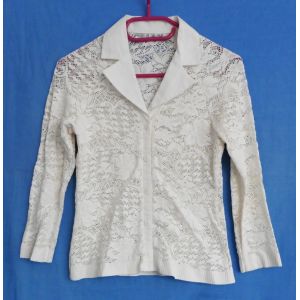 Chemisier Blanc En Dentelle. Manches 3 / 4. Antonelle. Taille 36 - Occasion