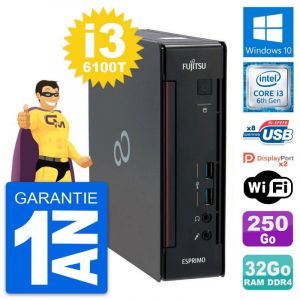 Mini PC Fujitsu Esprimo Q956 Core i3-6100T RAM 32Go Disque 250Go Windows 10 Wifi - Occasion