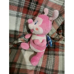 Doudou Peluche Abeille Papillon Rose Ray&eacute; Ailes Bleues Spirales Joues - Occasion