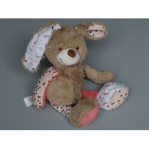 Doudou Lapin Peluche Beige Rose Coeur Tape À L'oeil - Occasion