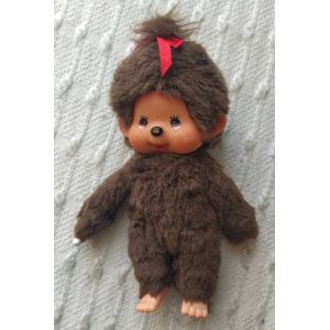 Peluche Doudou Kiki Ajena Nounours 1974 Sekiguchi Noeud Rouge Le Vrai Sous Le Pied H 20 Cm - Occasion