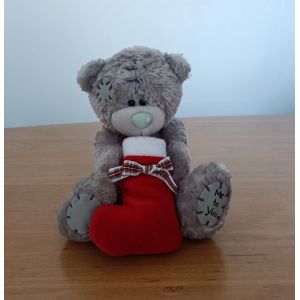 Peluche Doudou Ours gris avec chaussette de Noël. Me to you. 19 cm - Occasion