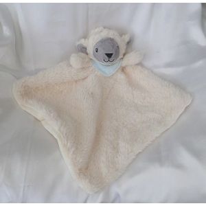 Doudou Plat Mouton Cr&egrave;me Et Gris Foulard Bleu Grelot Tex - Occasion