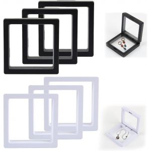 Cadre Flottant, 3D Vitrine Flottante, Pi&egrave;ce de Monnaie Collection, Pr&eacute;sentoir Flottant &eacute;tui &agrave; Bijoux pour Sp&eacute;cimens, Bijoux, Colliers, Boucles d'oreilles, M&eacute;daillons, Pierres(noir, blanc) - Occasion