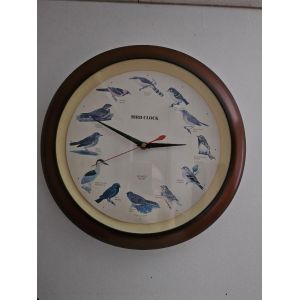 Horloge Murale Ronde Imitation Bois Motif Oiseaux Diam&egrave;tre 20 Cm - Occasion