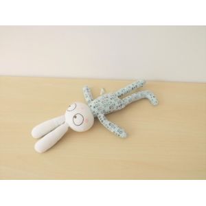 Doudou Lapin Blanc Vert Tape À L'oeil - Occasion