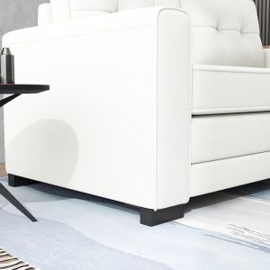 HOMCOM Canap&eacute; Convertible 2 Places canap&eacute;-lit avec Dossier capitonn&eacute;, Coussins et Matelas Pliable au Sol, canap&eacute; en Tissu Effet Lin pour Salon, Chambre d'amis, 147,5 x 75 x 85 cm, Blanc - Occasion