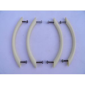 Poignée de porte de meuble de cuisine, Arc contemporain 165x30mm, Profil Ovale 10 à 15mm Entraxe 128mm jaune + vis 4x25 - Occasion