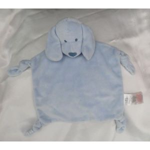 Doudou Peluche Plat Chien Bleu Verso Rayures Primark Early Days - Occasion