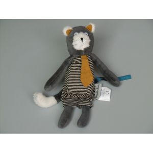 Doudou Chat Gris Alphonse Les Moustaches 23 Cm Moulin Roty - Occasion