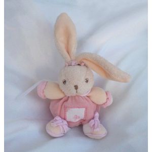 Doudou Peluche Mini Lapin Boule Patapouf Rose Lilirose Carré Fleurs Kaloo - Occasion