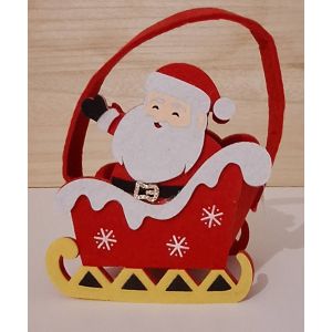 Panier tra&icirc;neau du P&egrave;re No&euml;l en feutrine - Occasion