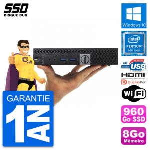 Mini PC Dell 3040 Micro Pentium G4400T RAM 8Go SSD 960Go HDMI Windows 10 Wifi - Occasion