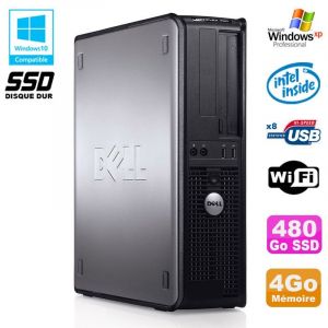 PC DELL Optiplex 760 DT Intel E5200 2,5Ghz 4Go DDR2 480Go SSD WIFI XP Pro - Occasion