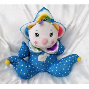 Doudou Peluche Ours Fleur Bleu Etoiles Avec son et lumi&egrave;re Fisher Price 2000 - Occasion
