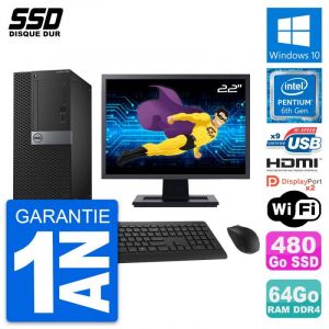 PC Tour Dell 7050 Ecran 22" Intel G4400 RAM 64Go SSD 480Go HDMI Windows 10 Wifi - Occasion