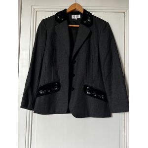 Veste Antonelle Noire Col Et Poches Velours Femme 42 - Occasion